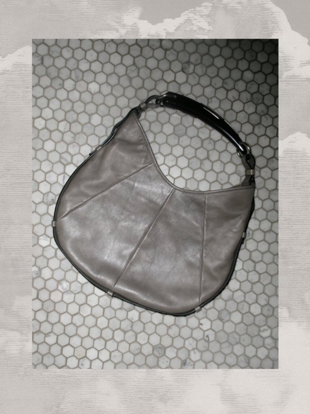YVES SAINT LAURENT Tom Ford Mombasa Medium Leather Grey Y2K Shoulder bag Black